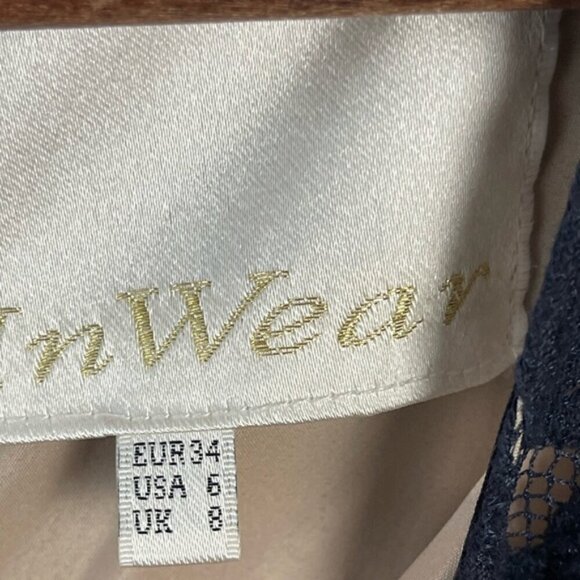 InWear midnight navy blue lace overlay PATRICE pencil DRESS size 6 - Picture 12 of 16